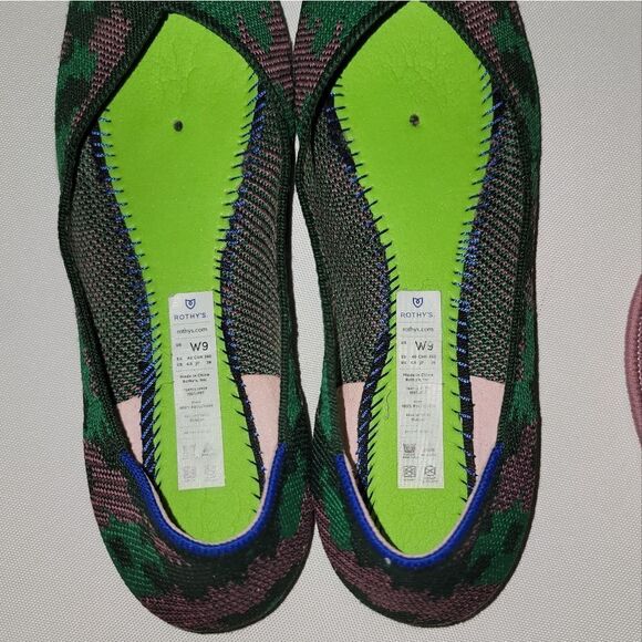 Rothy's Green Botanicamo Camo Point Toe Ballet Flat Shoes Sz 9 • Rare & Retired - Picture 10 of 16